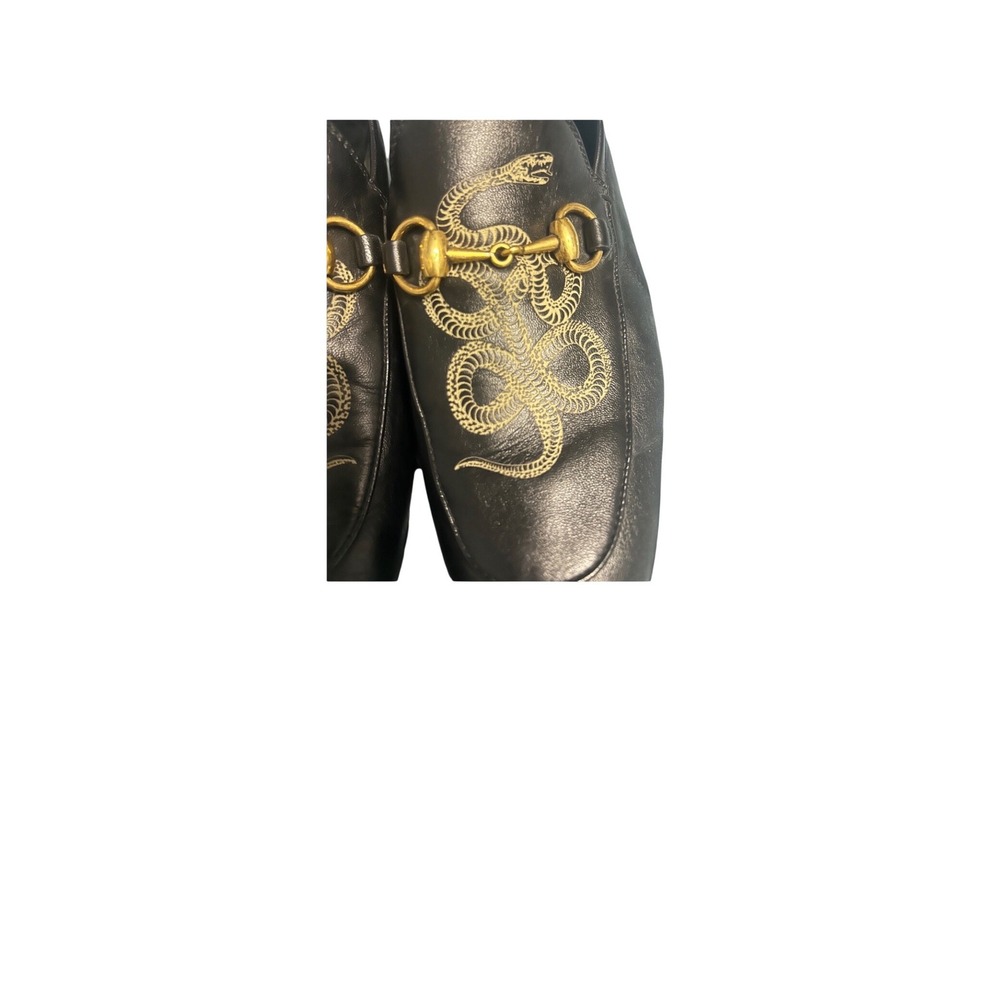 Gucci Kingsnake Horsebit Loafers Mens 8 Black Leather Jordaan  Good Embroidered - Picture 2 of 4